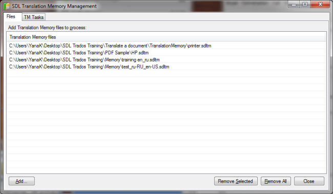 SDL Translation Memory Management Utility screenshot 1